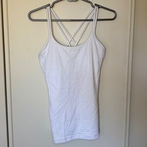 Lululemon Athletica Women’s White Strappy Athletic Tank Top with Shelf Bra